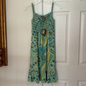 Girls Green and Yellow Paisley Terry Dress